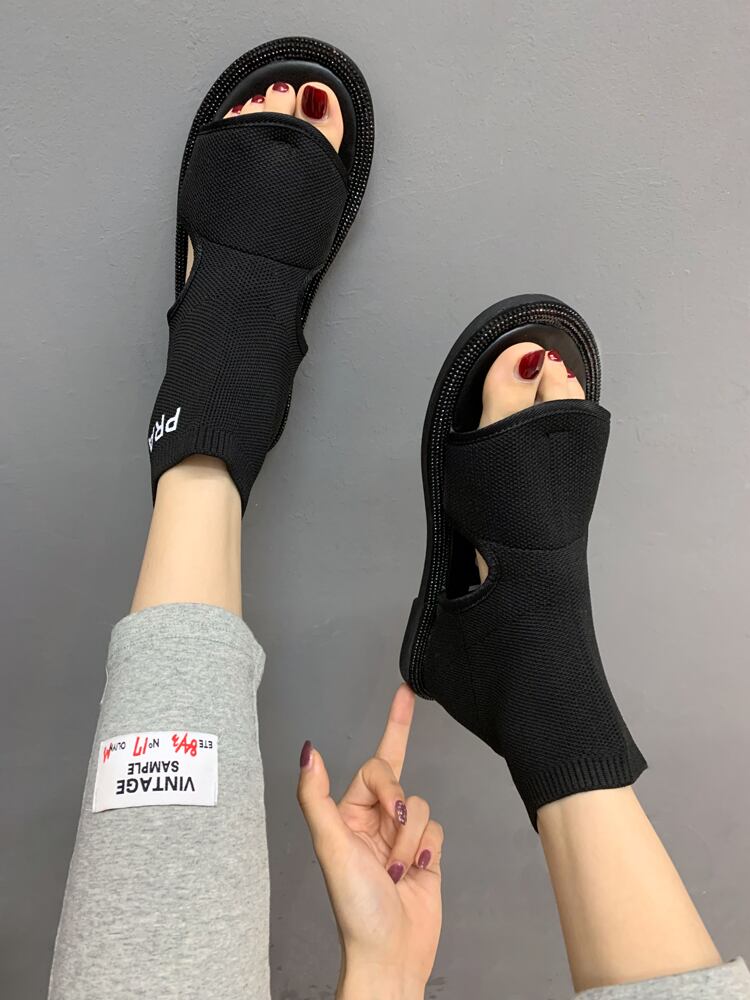 サンダルサマーレッドショートブーツニットセット 靴 シューズ 夏物 フェイクシューズ13017048265