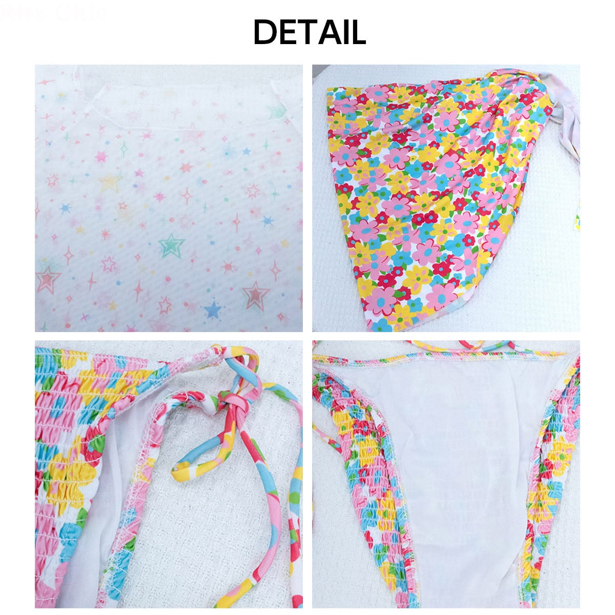 ビキニ 水着 4点セット レディース 夏 韓国 海水浴 プール レジャー セパレート水着 花柄 ビキニ水着 おしゃれ 大人 かわいい カラフル パレオ付き 大人可愛い 大人女子