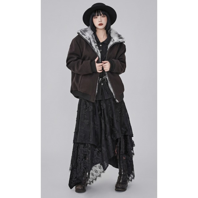 Reversible fur hood blouson C1449