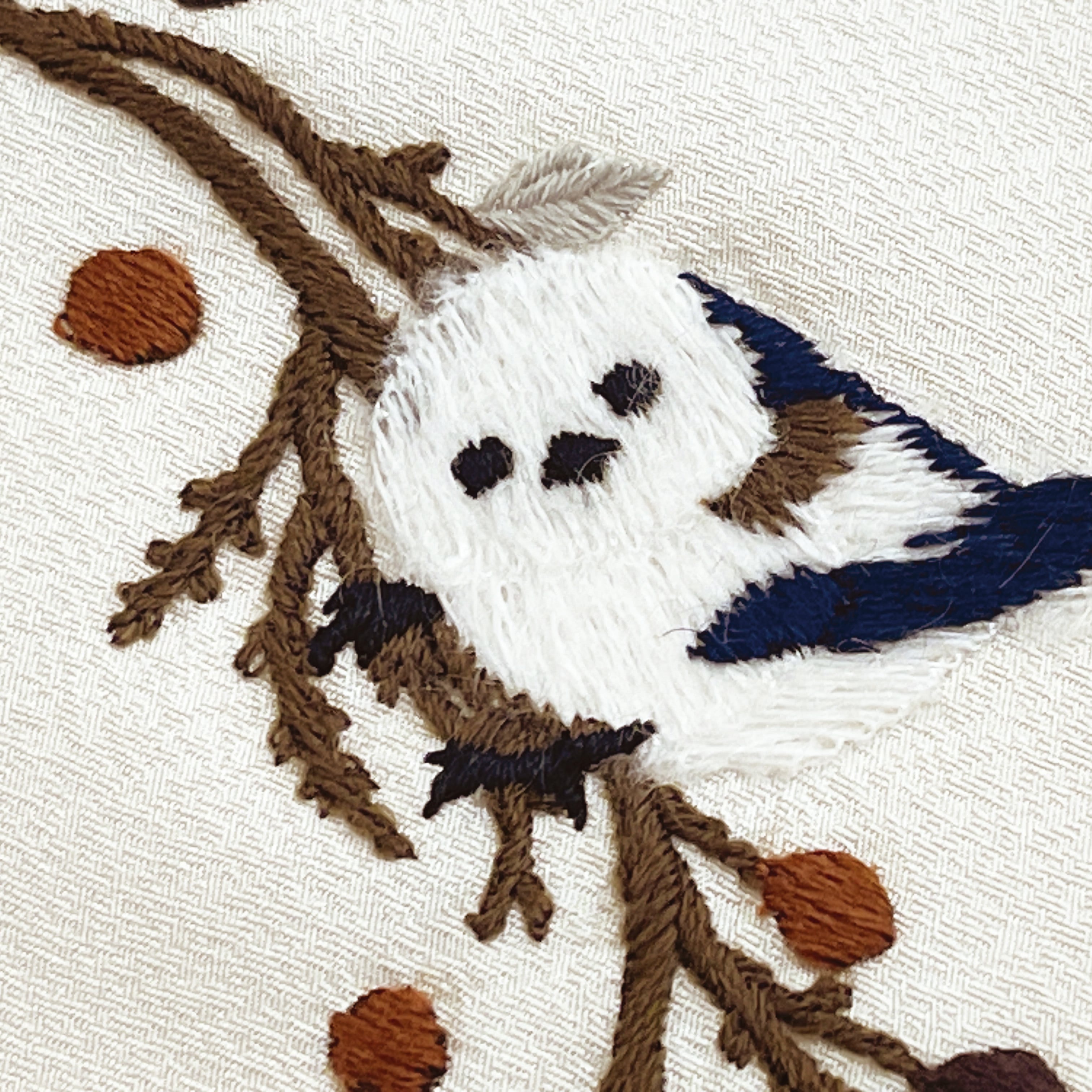 刺繍柄 九寸名古屋帯 シマエナガ 未仕立て 6-2364 | 5291ban