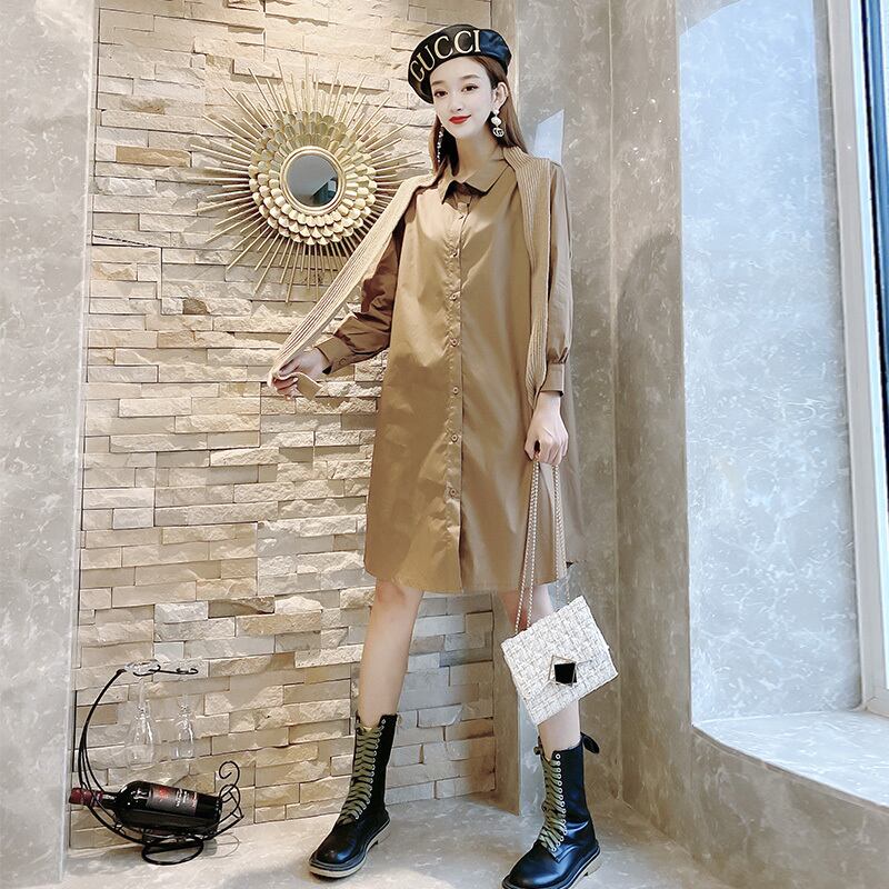 大きいサイズの太いmmドレスウエストは薄い秋新気性ショールシャツスカートハイウエストaラインスカート200kg ミックスインファッション26202465802