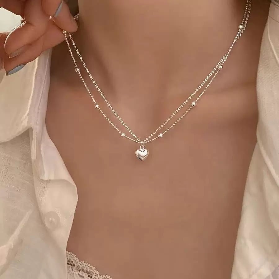 Double Chain Heart Necklace