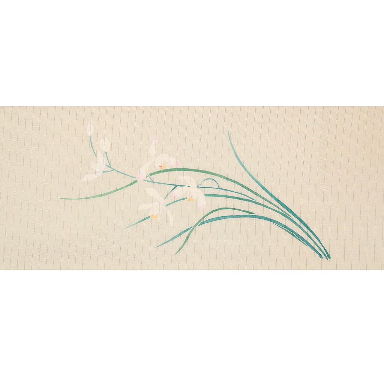 シランのお花の模様 手描友禅 絽塩瀬名古屋帯【中古】 | かわの屋