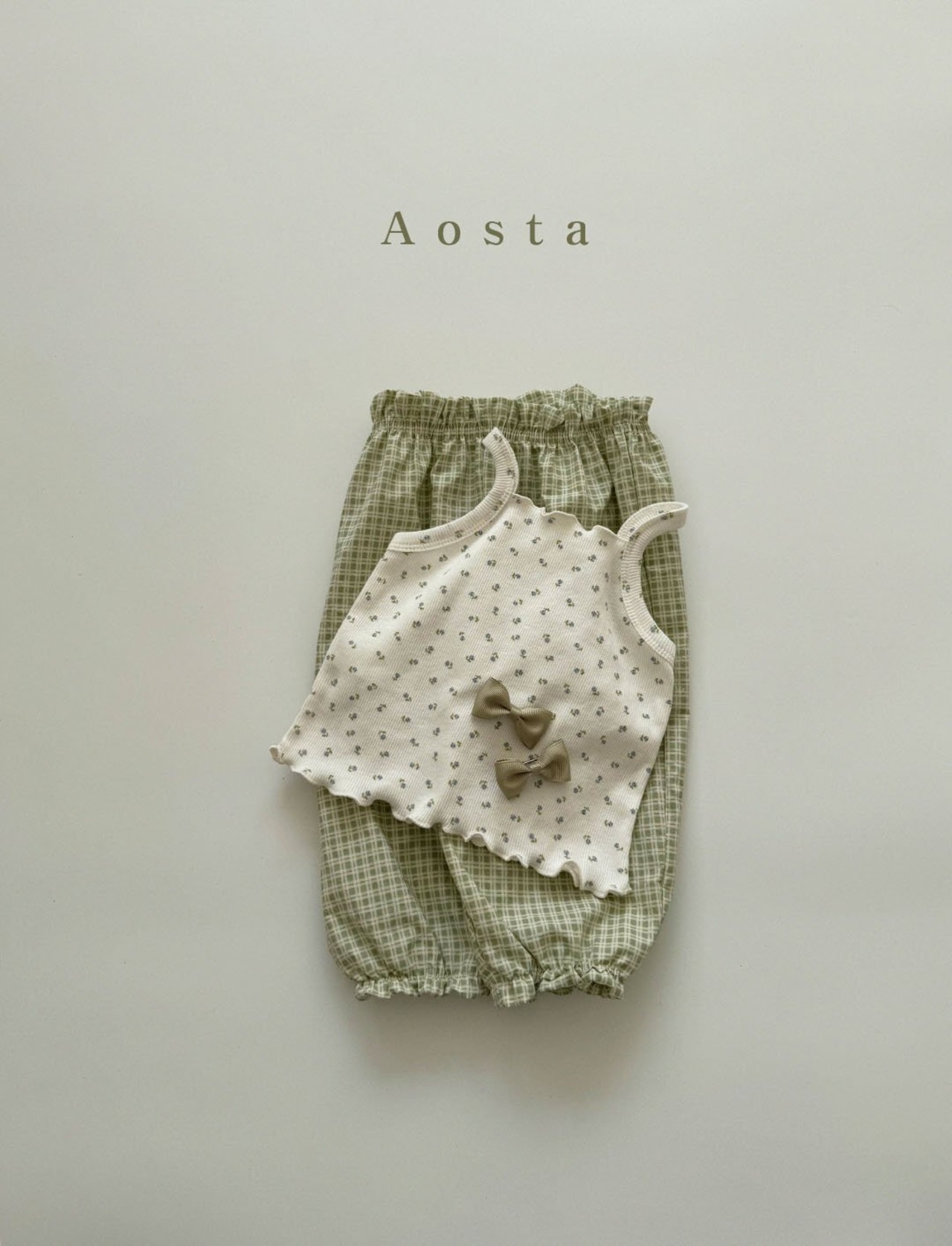 【Aosta】サマージョガーパンツ 70~115cm ブラウンストライプ 240511 - 2