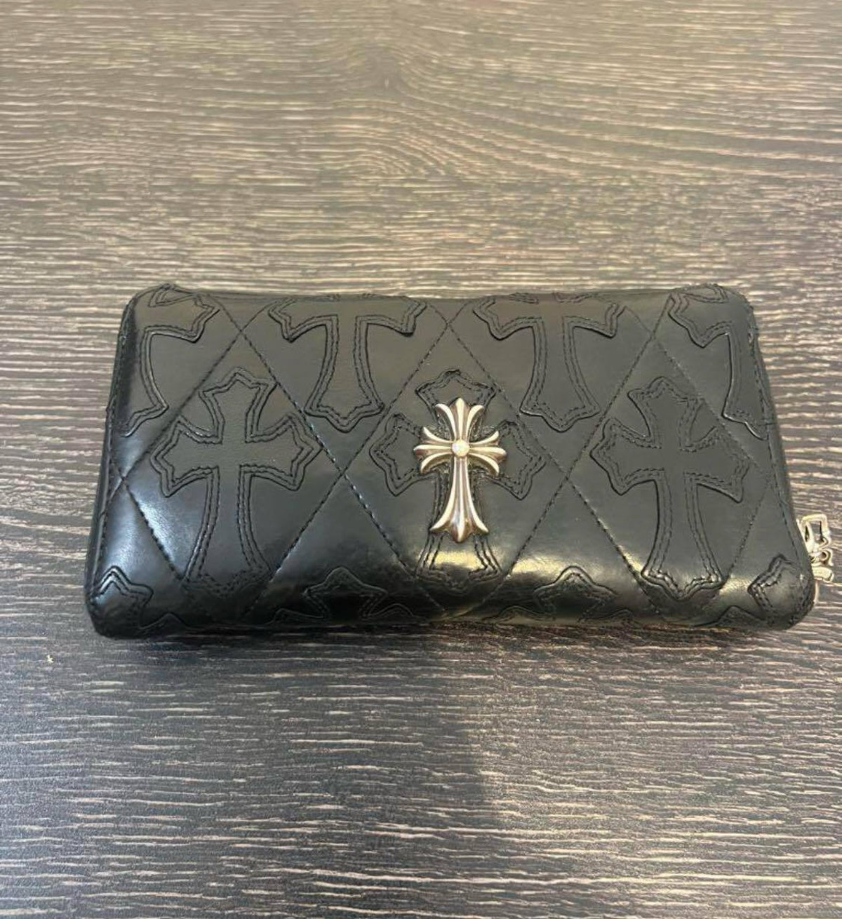 CHROME HEARTS クロムハーツキルティング クロス 長財布 ウォレット 