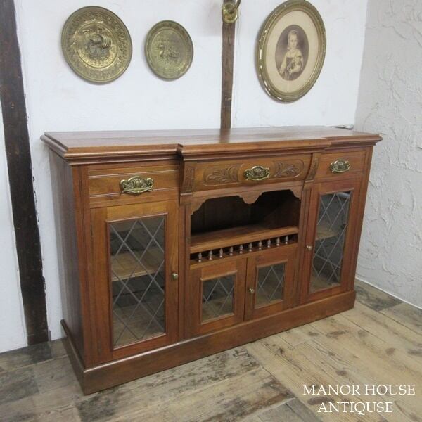 イギリス アンティーク 家具 サイドボード キャビネット 飾り棚 食器棚 木製 マホガニー 英国 SIDEBOARD 6055d Manor  House Antiques