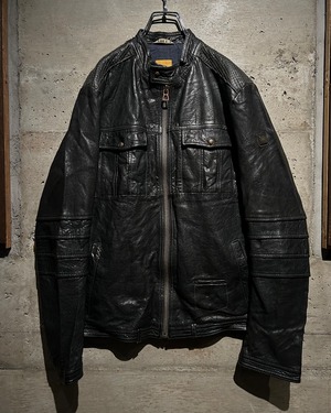 【Caka】“HUGO BOSS” Special Black Leather Biker Jacket