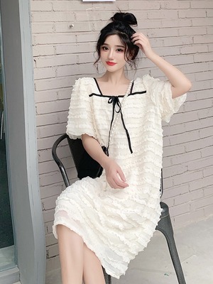 【韓国通販 dgo】puff sleeve french style lace dress（B1043）