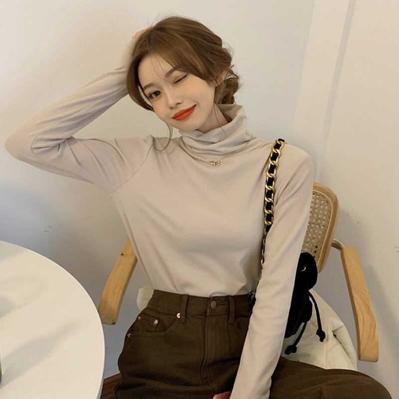 Tシャツ シャツ スプリングオータムスタイルスリム薄手トップス ロング 春物 秋物 スーパーモール82504082469