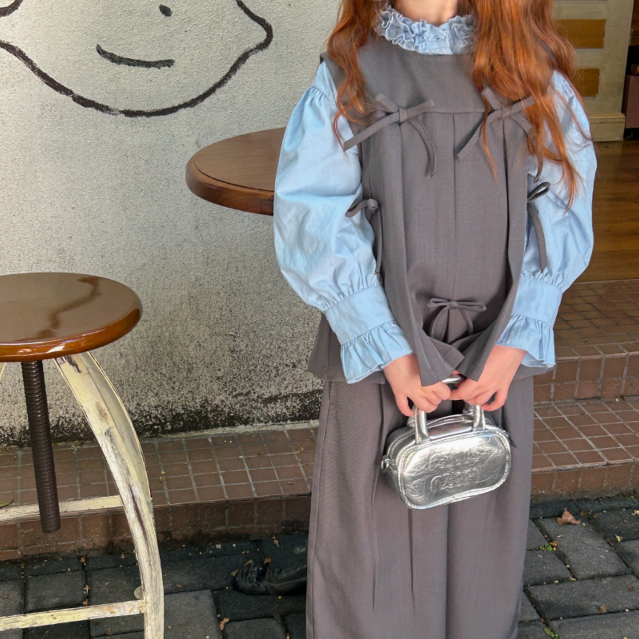 秋フリルカラーシャツ