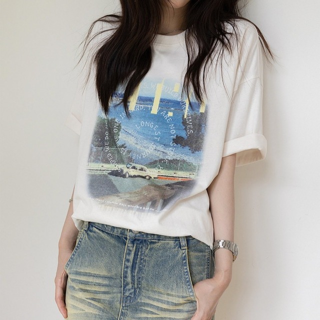 ルーズフィットコットンプリントTee 3color [am03842]