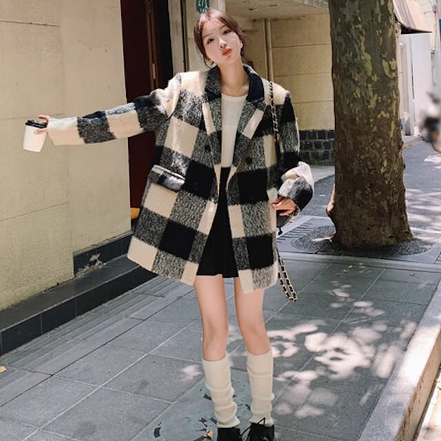 コート レディース アウター ジャケット ミドル丈 チェック柄 秋冬