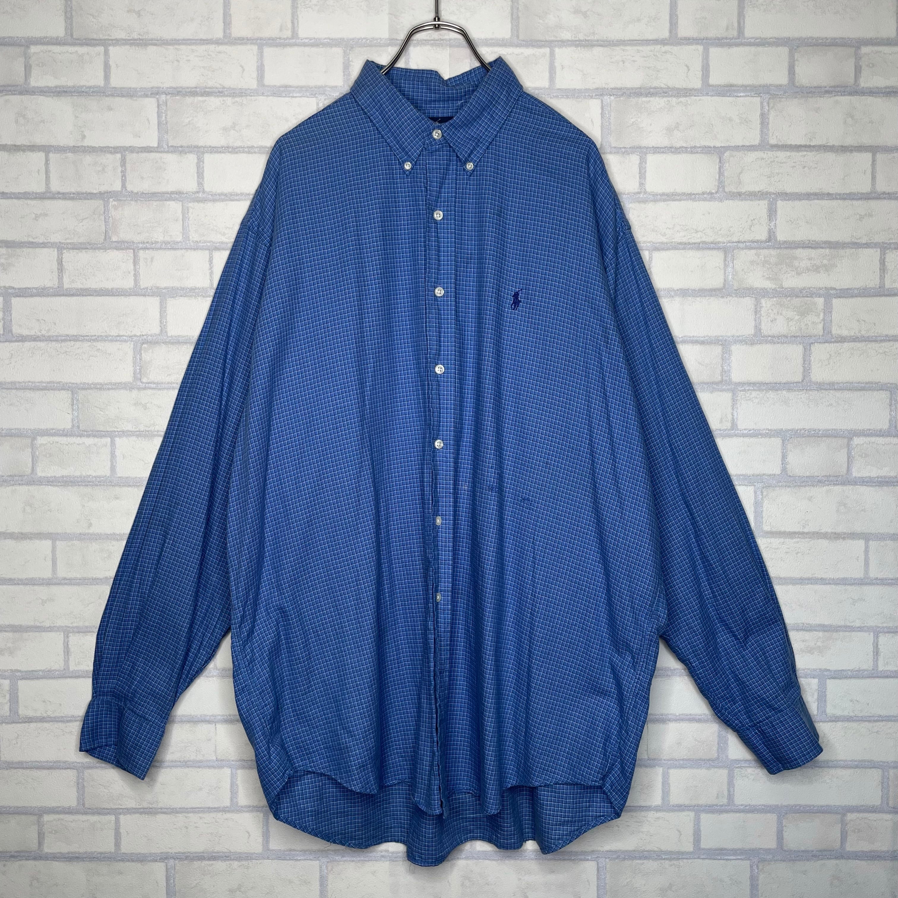 Ralph Lauren 長袖シャツ XL チェック柄 ワンポイント刺繍 コットン100 