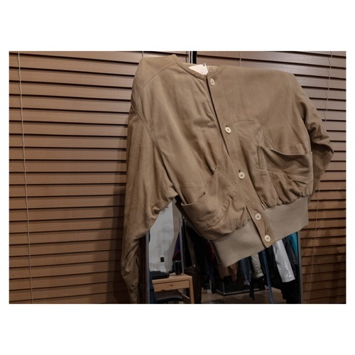 "N.O.S." Lamatta Chamois Leather No Collar Bomber Jacket