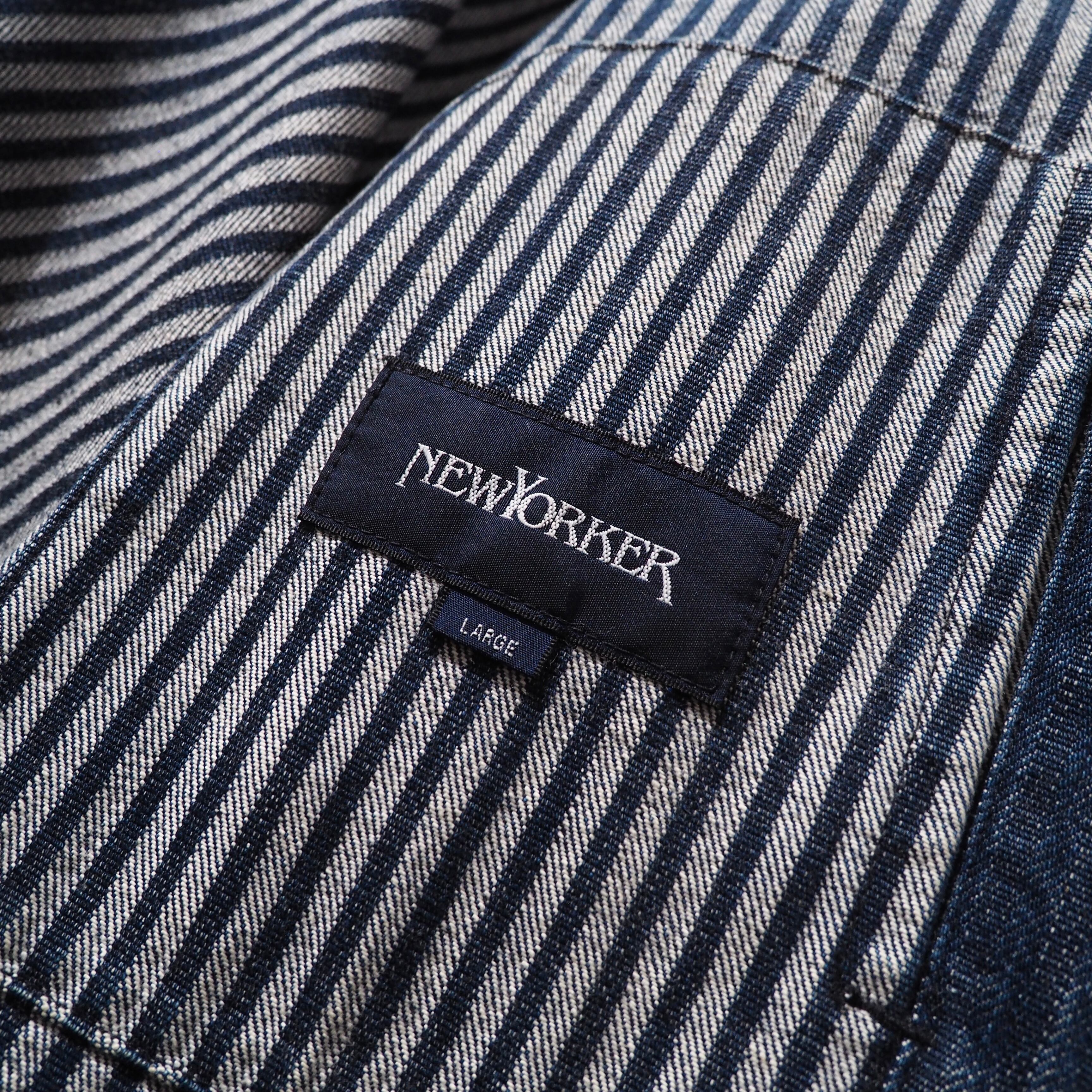 1990s " New Yorker " Beautiful Aging Indigo Denim vintage Cover All jacket