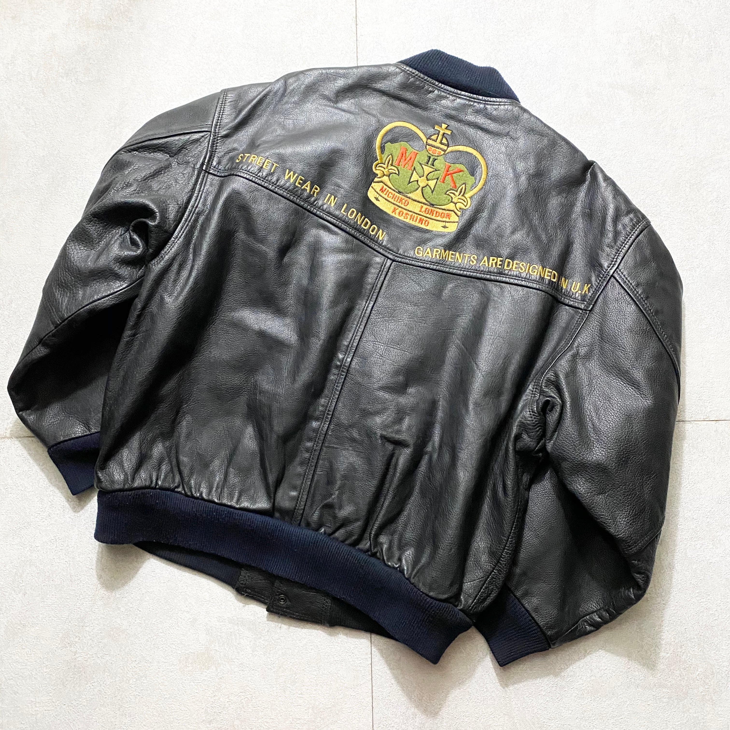old MICHIKO KOSHINO all-leather stadium jacket | NOIR ONLINE