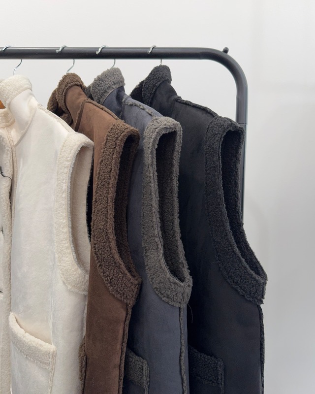 faux shearling stand vest