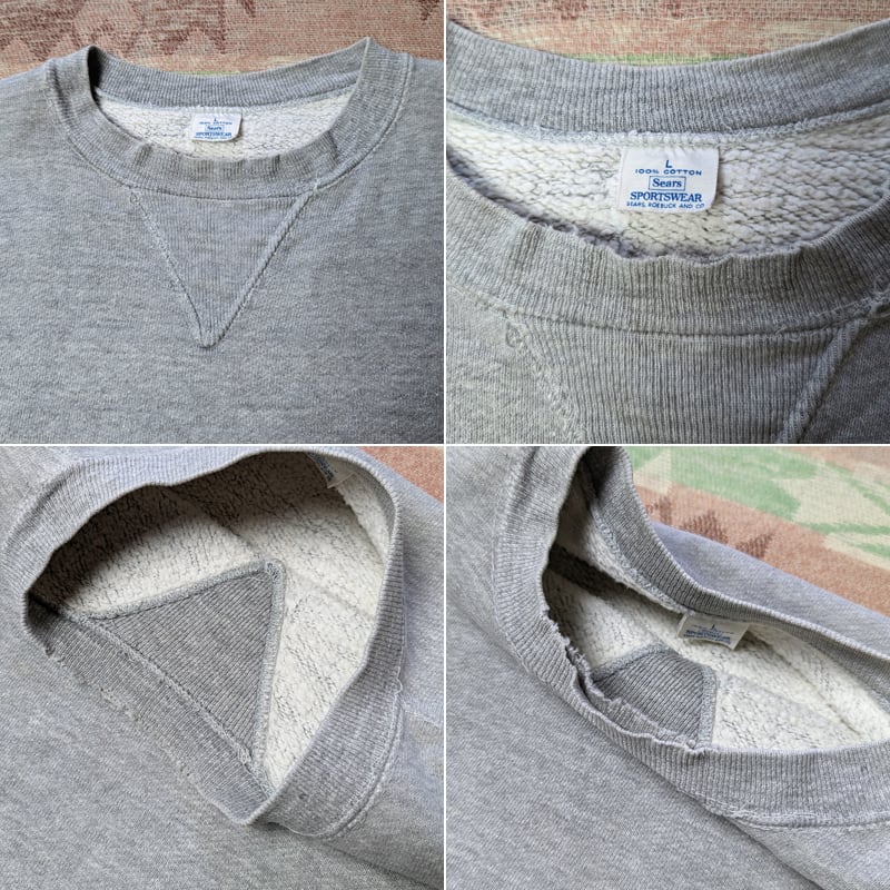 60s Sears SPORTSWEAR Front-V Sweatshirt （L）