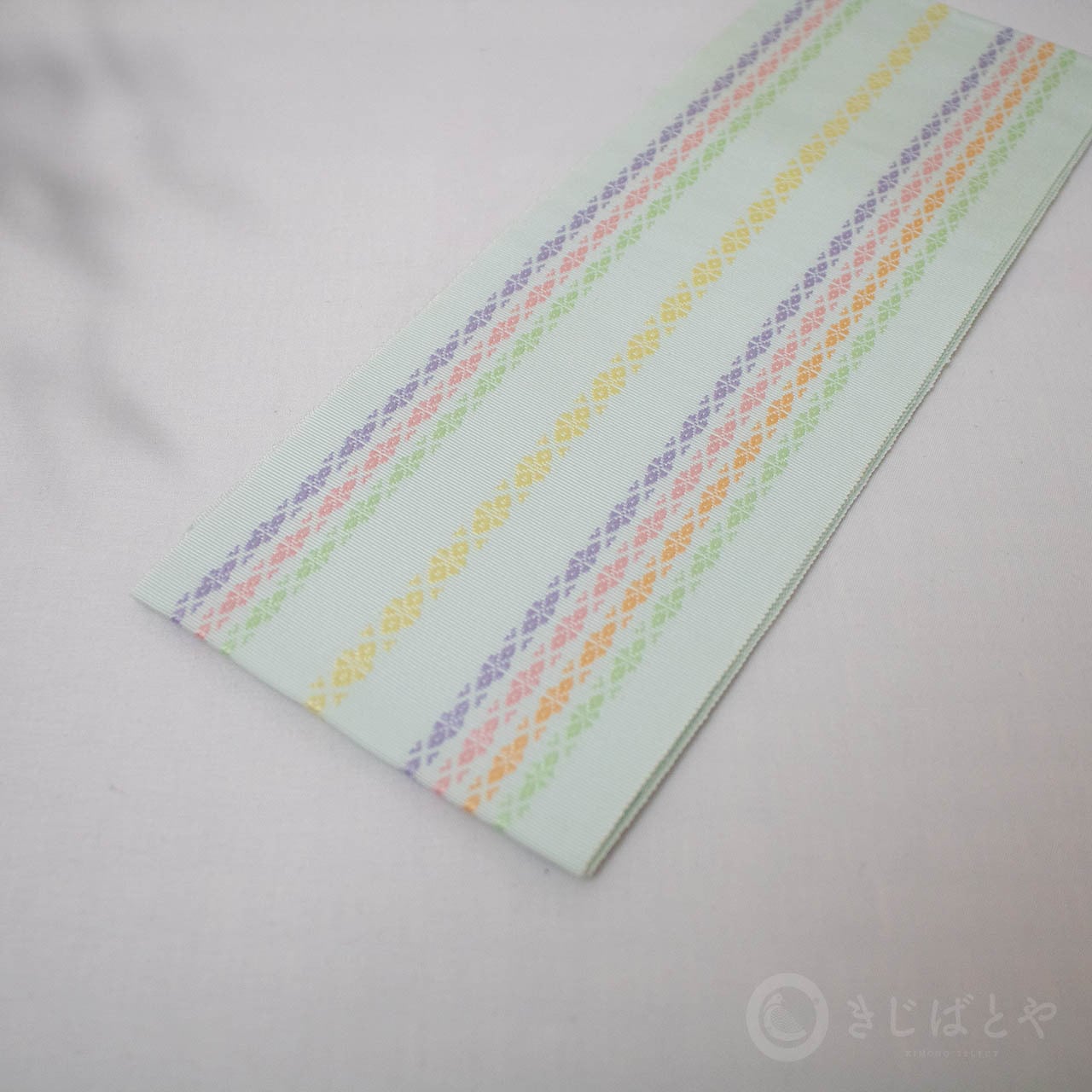 正絹 博多織の伊達締め 白緑