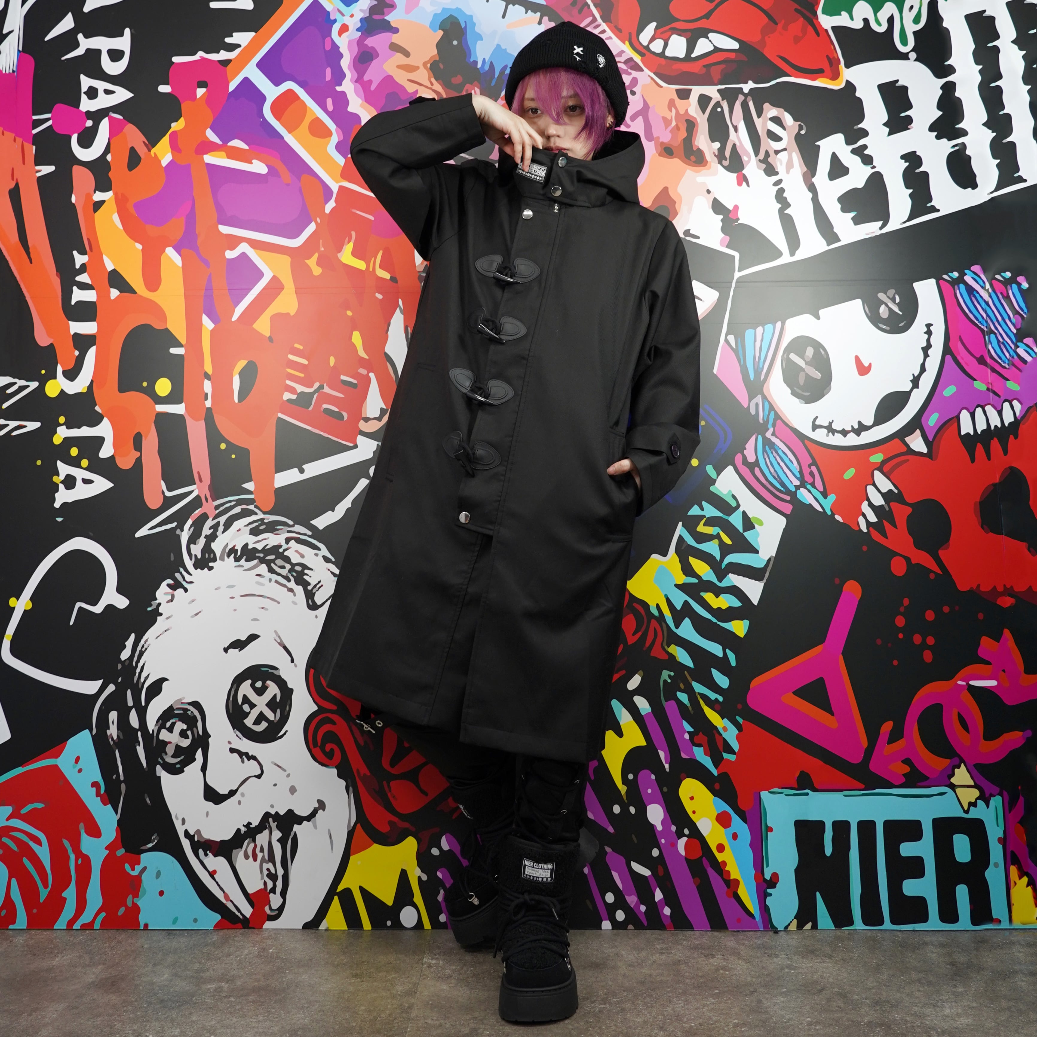 【しゃむ猫】NieR スタイリッシュ裏起毛ショートコート ASYMMETRIC TOGGLE BUTTON LONG COAT | NIER CLOTHING