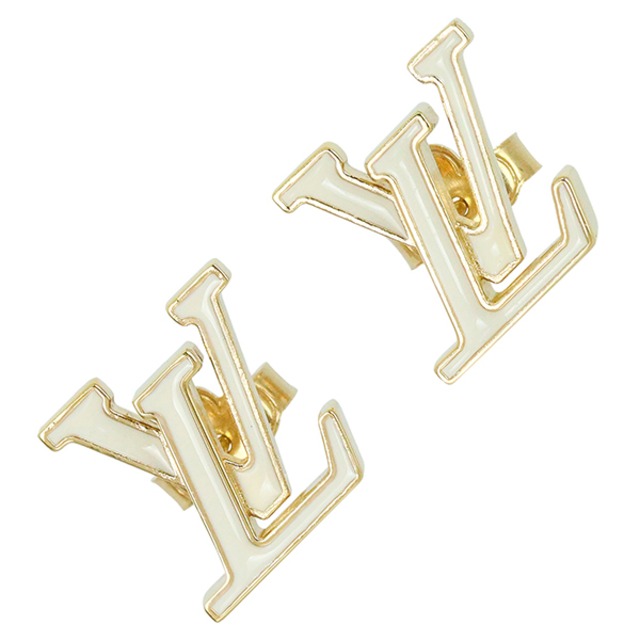 New LOUIS VUITTON ルイヴィトン ピアス LV アイコニック エナメル ゴールド ブロン メタル アクセサリー 小物 新品