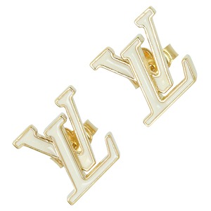 New LOUIS VUITTON ルイヴィトン ピアス LV アイコニック エナメル ゴールド ブロン メタル アクセサリー 小物 新品