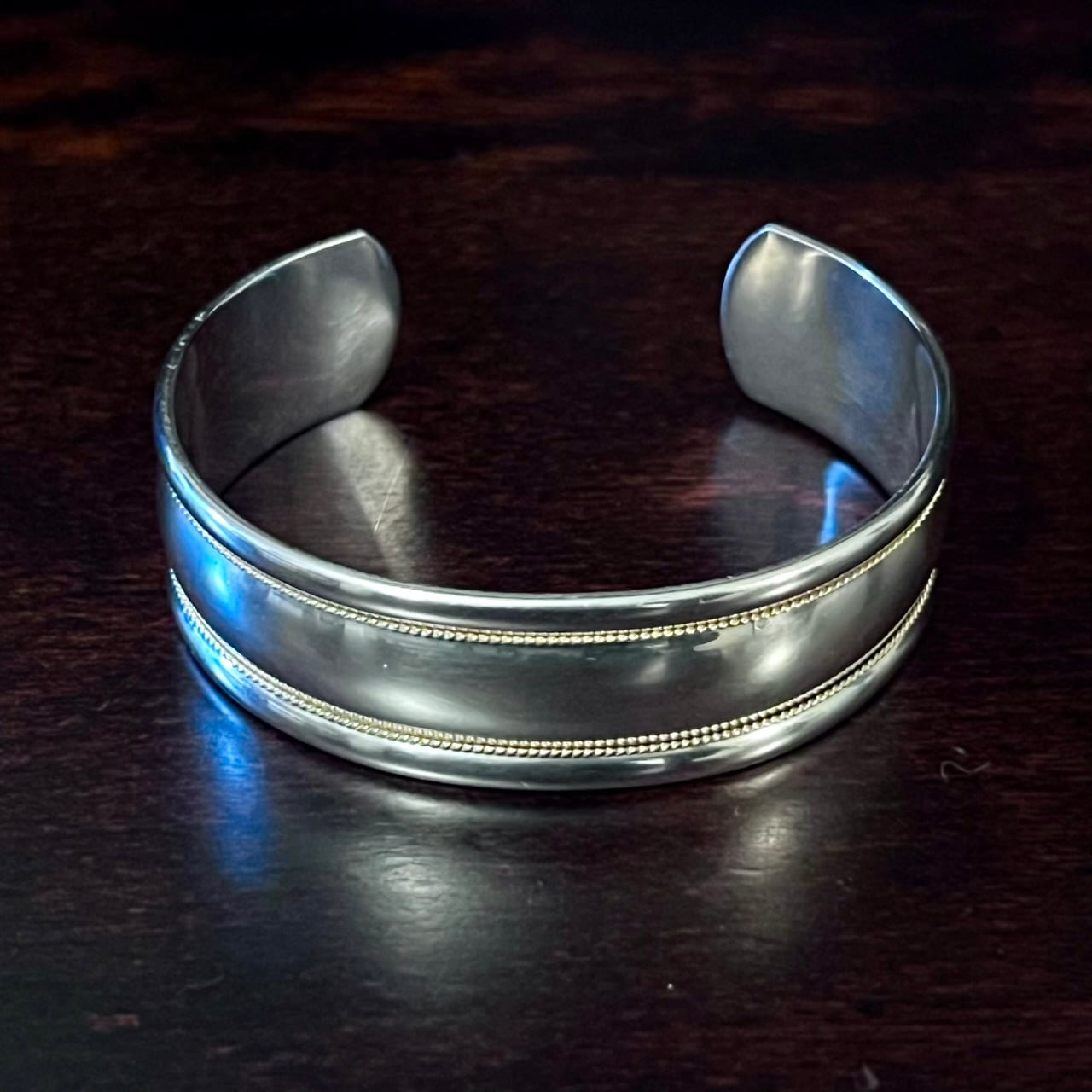 VINTAGE TIFFANY & CO. 18K Gold Twist Rope Cuff Bracelet Sterling