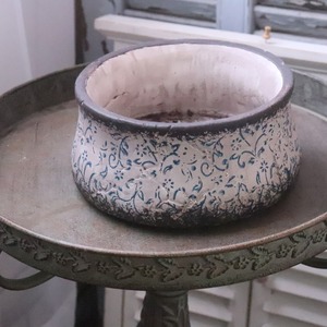 植木鉢　アンプリメフルールフラットL｜陶器　シャビーシック　寄せ植えして飾ると素敵なガーデンになる　16235