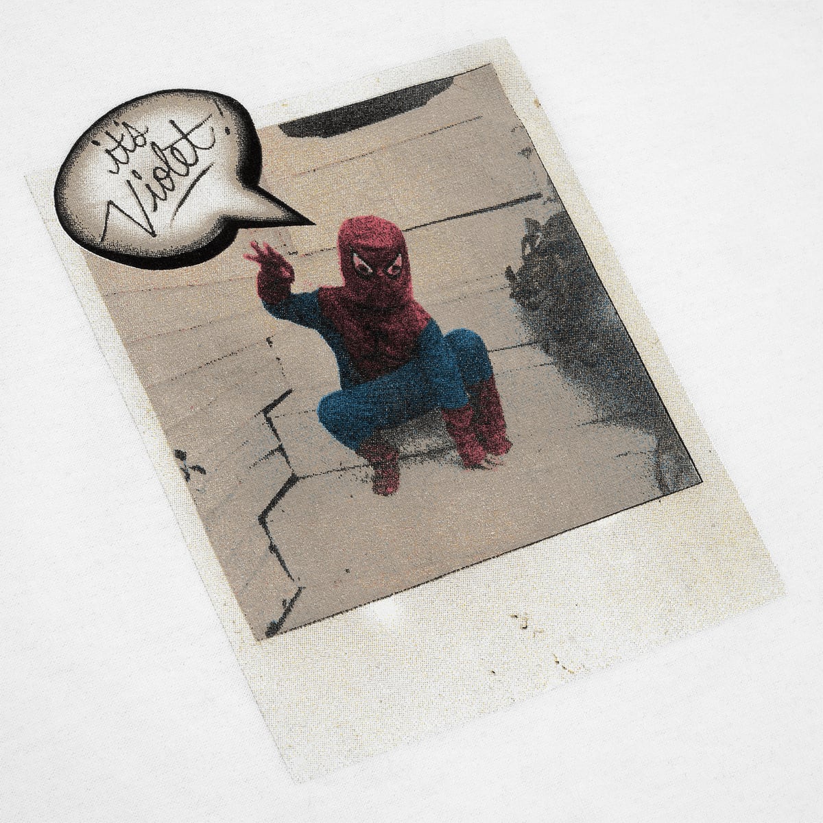 VIOLET スパイダーマン フォトプリント Tシャツ ブラック M VIOLET スパイダーマン フォトプリント Tシャツ ブラック M