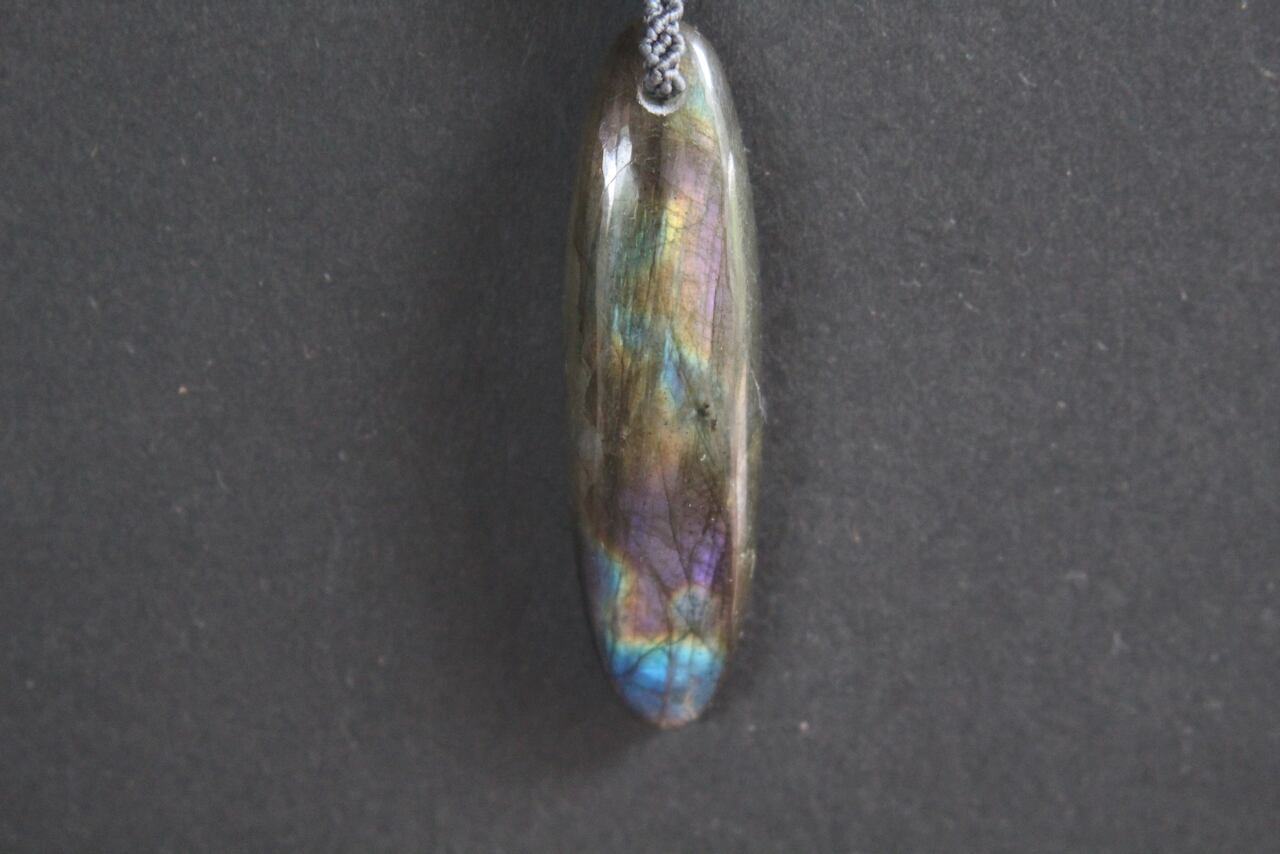 Multi Purple Labradorite & Sunstone & Kyanite micro macrame pendant