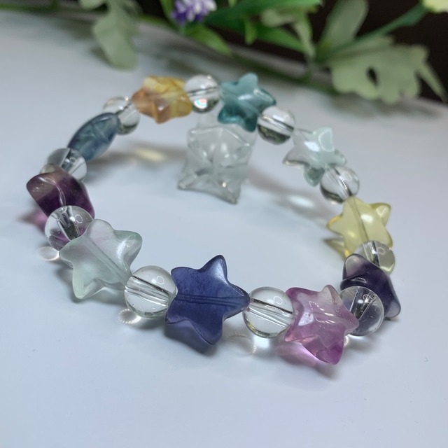 No5.フローライト星型ブレスレット