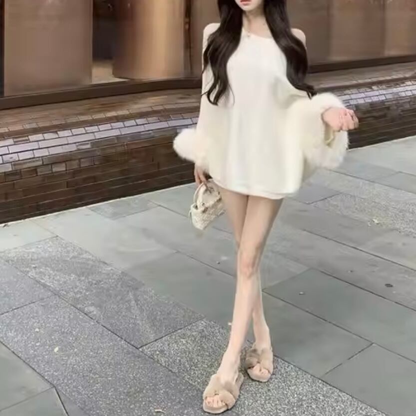 fur sleeve relax knit