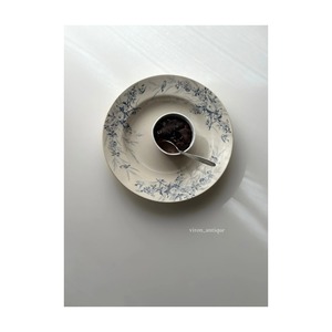 Creil et Montereau クレイユモントロー / “LINOTTE” blue 深皿プレート a