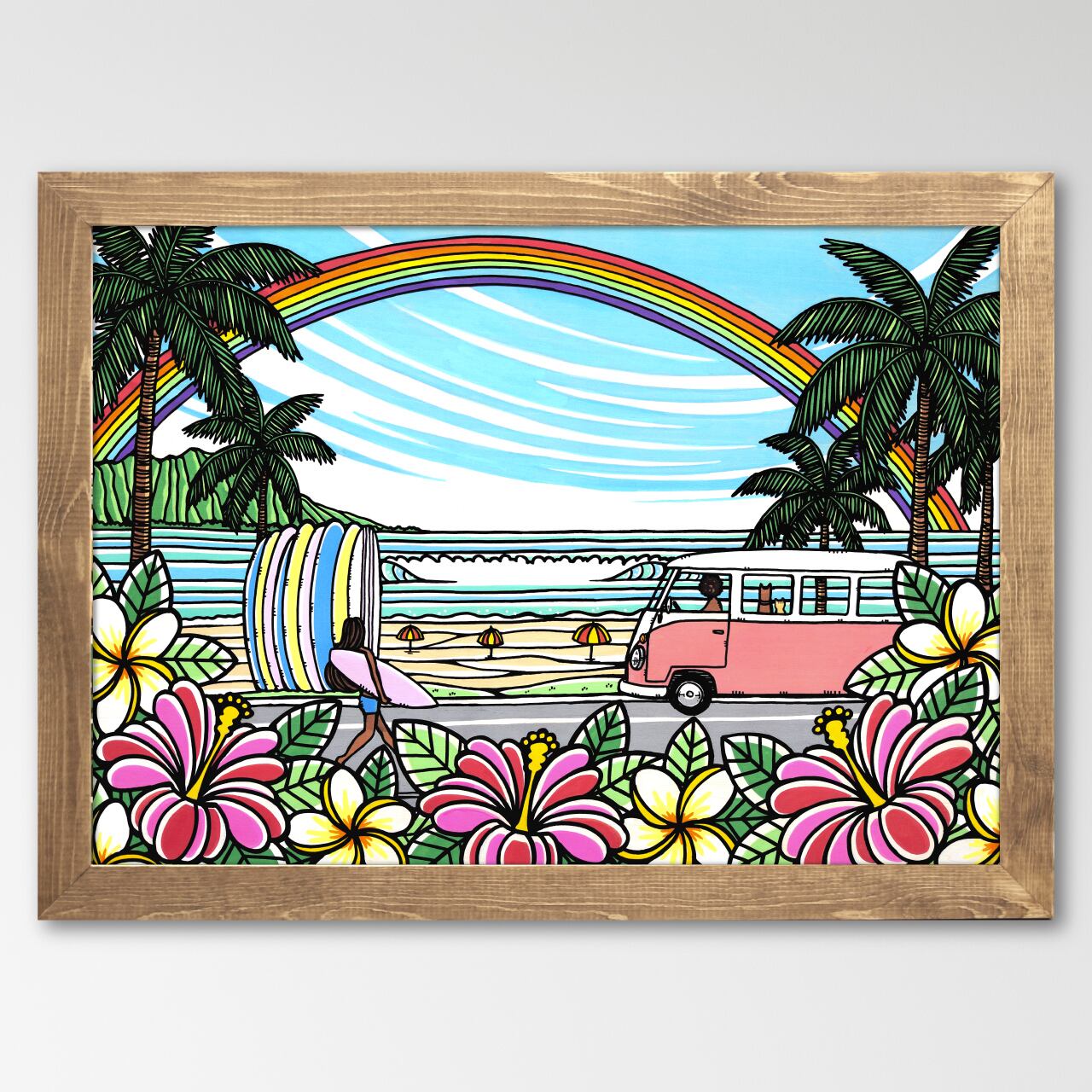 原画】Wood Panel A2 Size（Kalakaua Ave. 2025）with Frame | TAMO