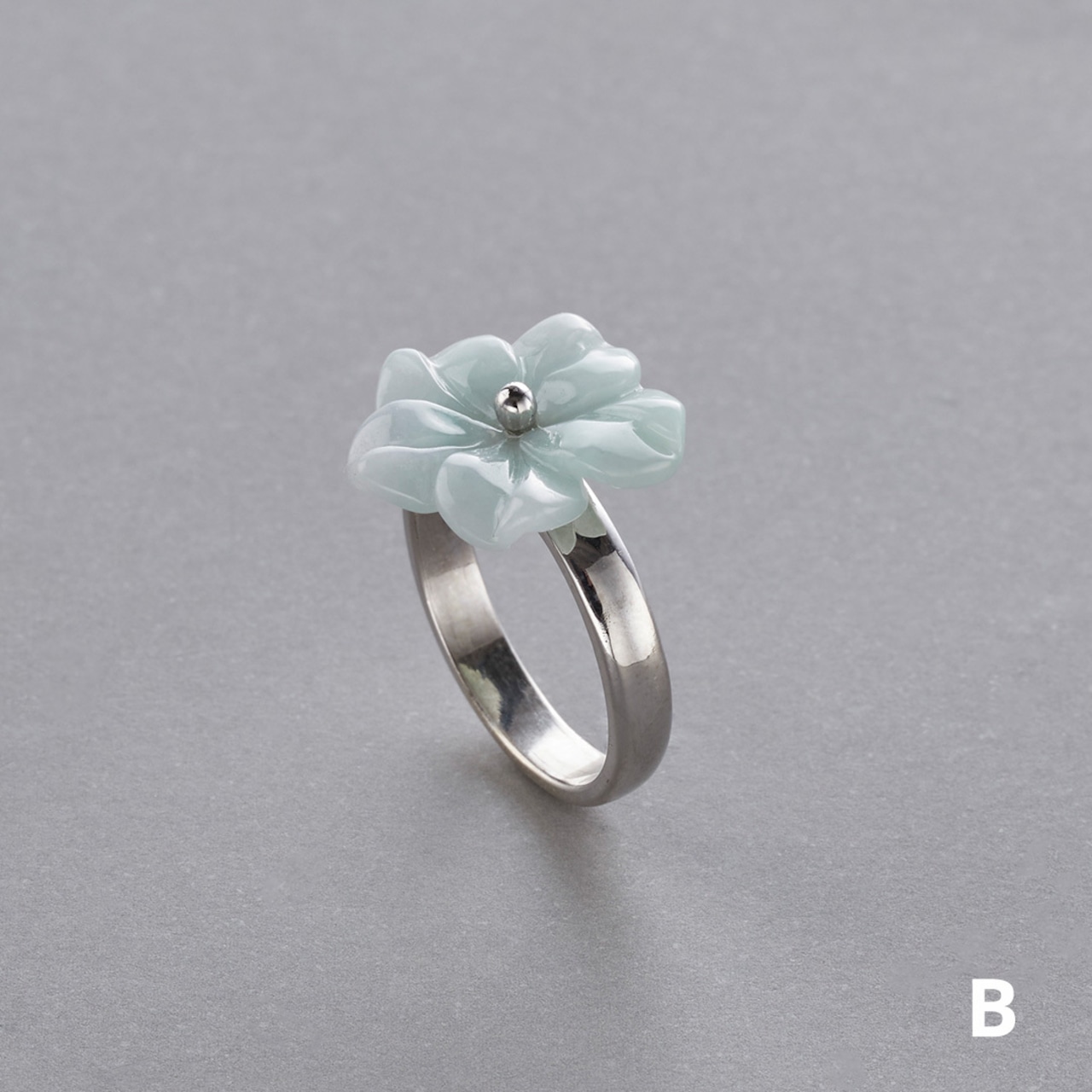 翡翠のお花リング SV flower A貨翡翠 jd_rg1838