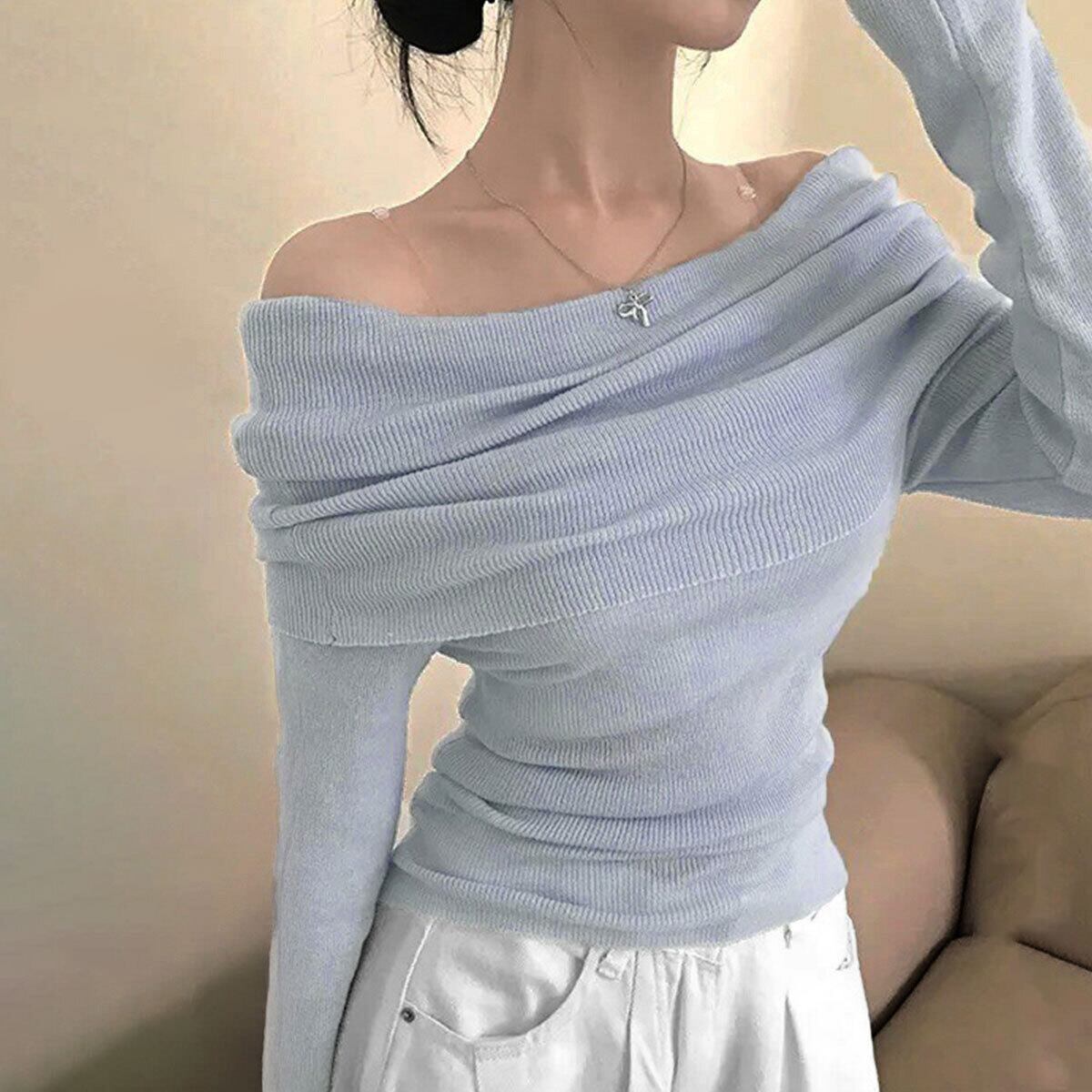 オフショルダー ニット レディース 春秋冬 韓国 オフショル 肩出し トップス おしゃれ 大人 カジュアル フェミニン リブニット セーター 無地 きれいめ 肌見せ 大人可愛い 大人女子