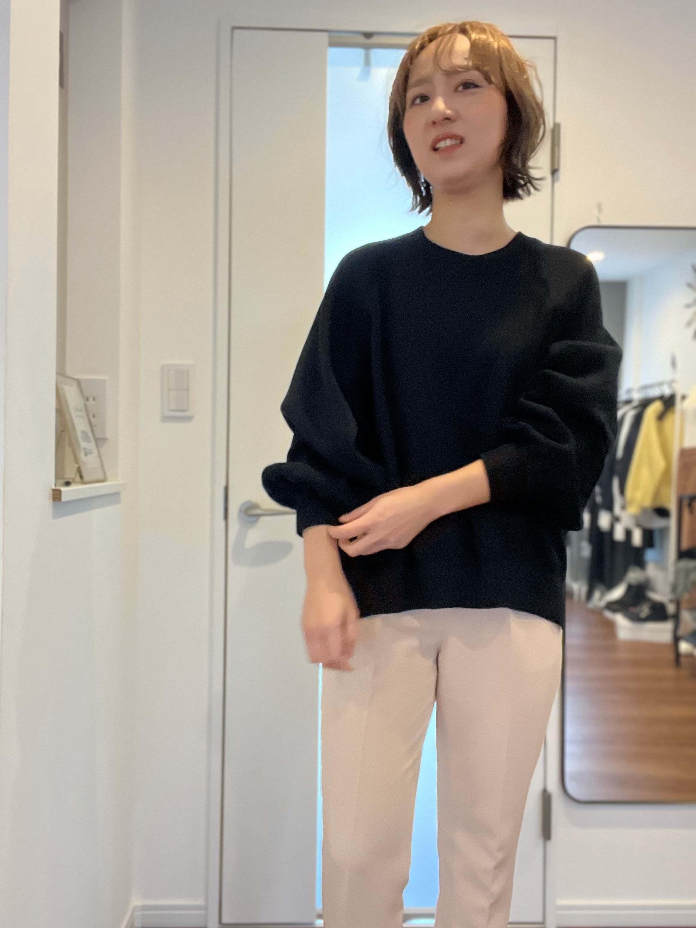 【cafune】ボリュームスリーブ♡スウェットライクコットンニット
