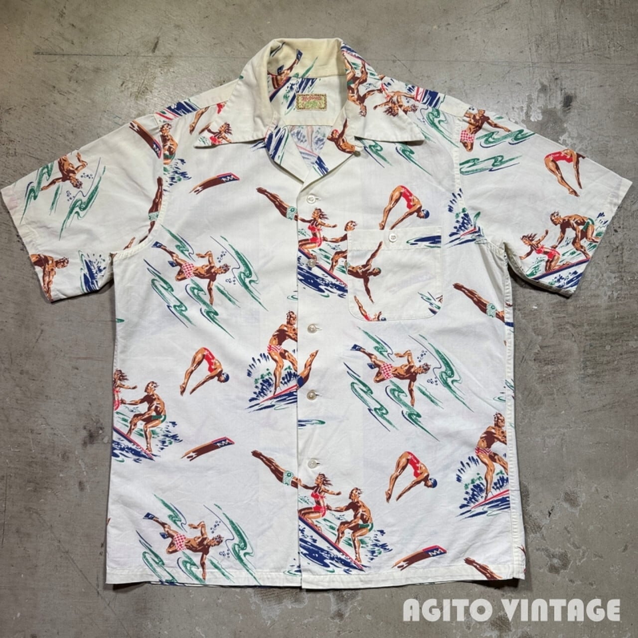 40's Rawlings ローリングス ウールベースボールシャツ グレー ブルー