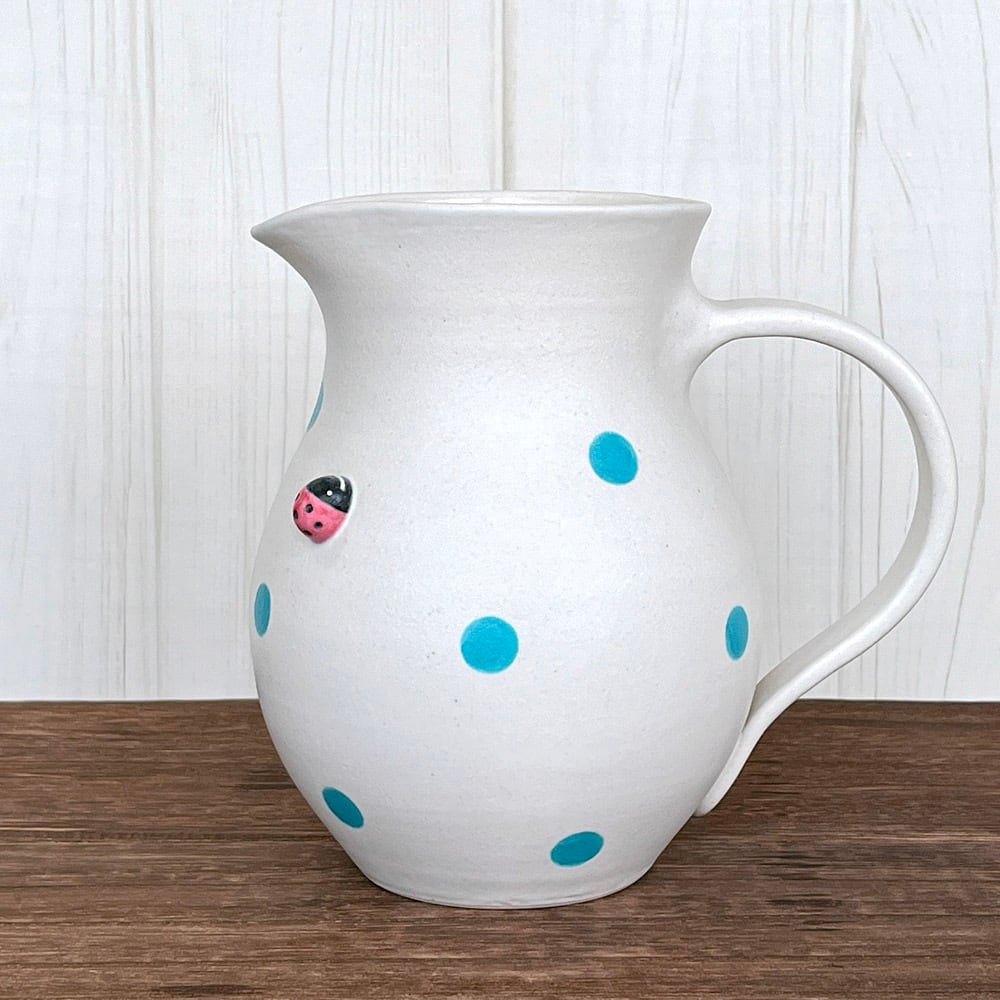 てんとう虫水差し（大）╴ドット青 | どいなつこ ONLINE SHOP