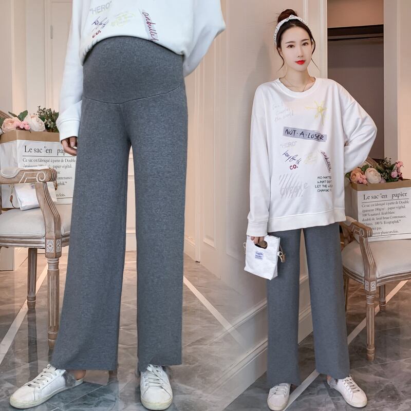 【新作】【送料無料】 6672＃冬の厚手ウォームニットマタニティパンツワイドレッグルーズアジャスタブルベリー服妊婦妊婦ズボン ウィンター 冬物 ワイドパンツ AL expec432866037430