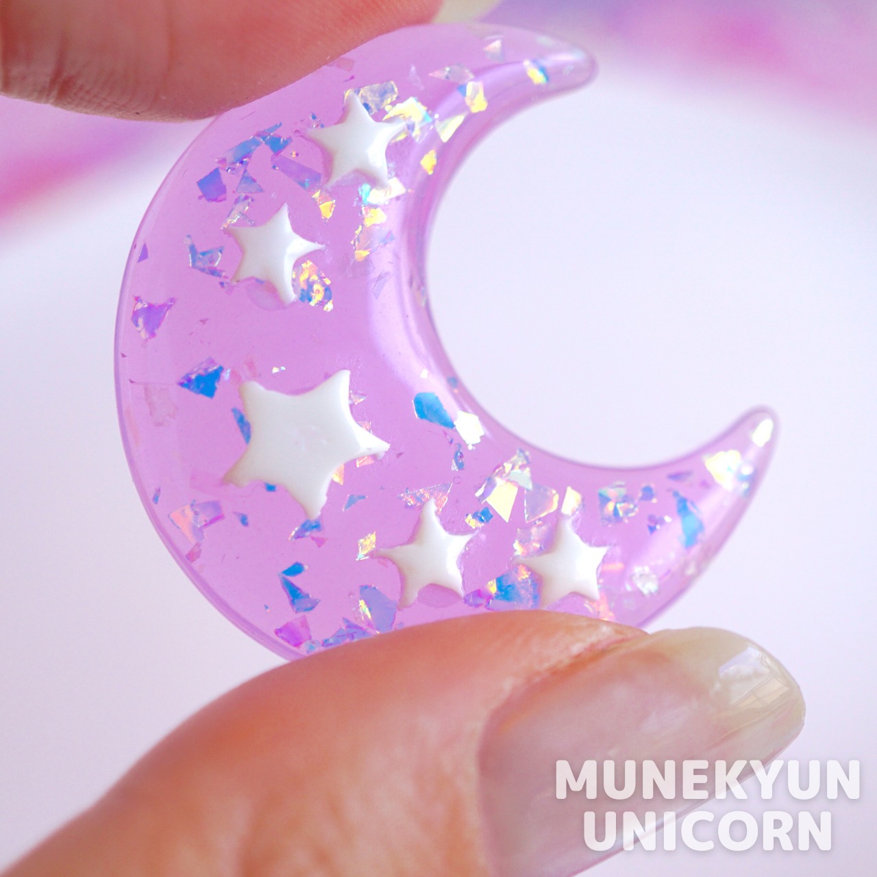 #D031【1個/1pcs】キラキラ ムーン パーツ / Sparkling Moon Cabochon