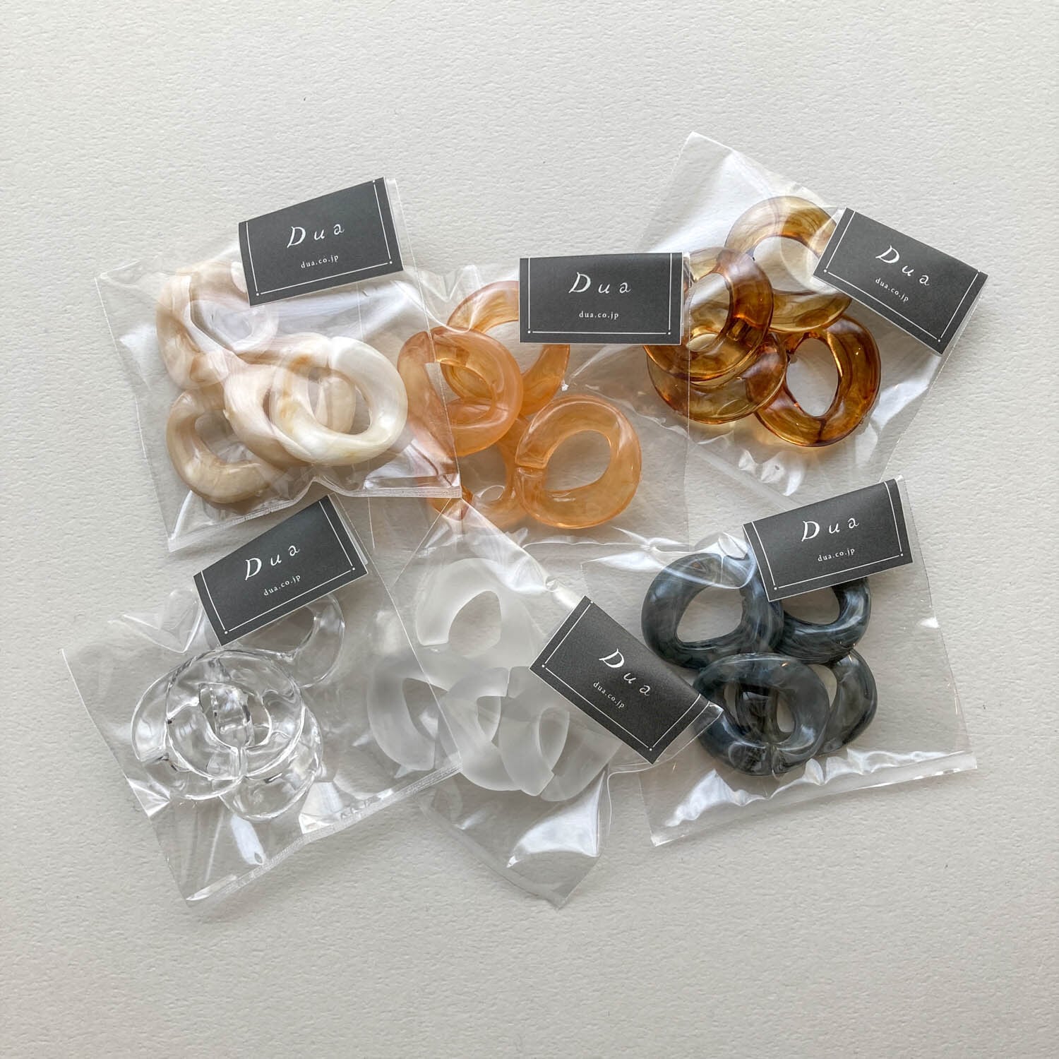 クリア・マーブル模様のひねりチェーンパーツパック(4p)