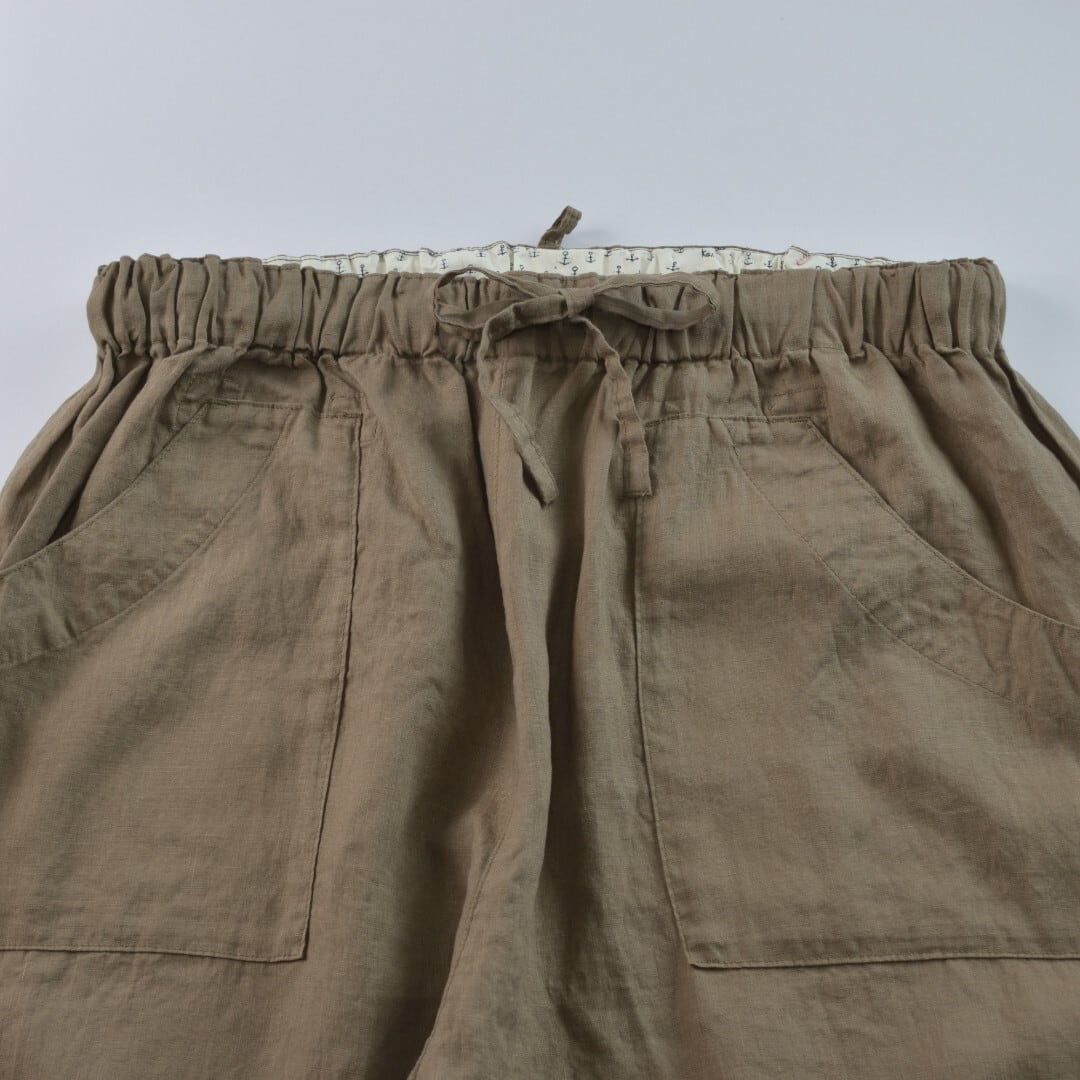 快晴堂 カイセイドウ スプリングリネン4ポケットイージーパンツ・うぐいす茶