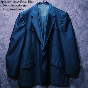 【doppio】Special vintage Royal Blue color western design yoke tailored jacket