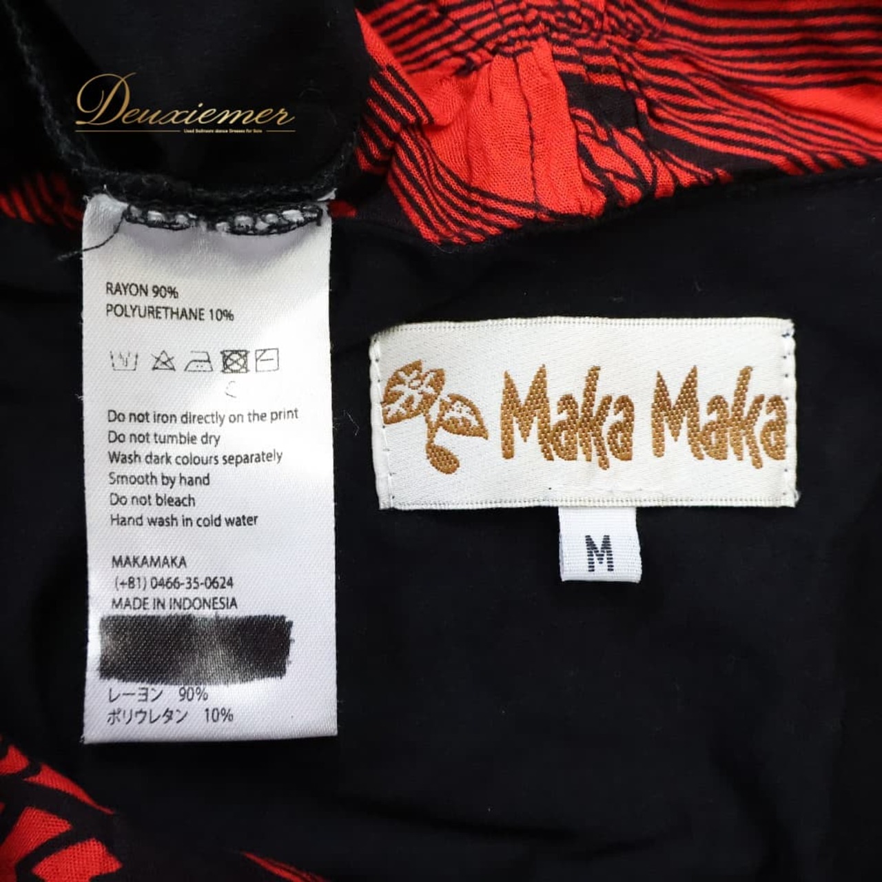 ハワイアンダンス 衣装 MakaMaka マカマカ ワンピース フラダンス ブラック系 レッド系 スリット ツーカラー 華やか 鮮やか 大人っぽい きれい 上品 シンプル 黒 赤 ハワイアン アロハ ハワイアンプリント フラ ダンス レッスン 練習 体型カバー