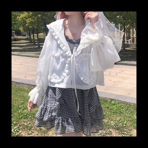 【お取り寄せ】シースルー ハートフリル パーカー