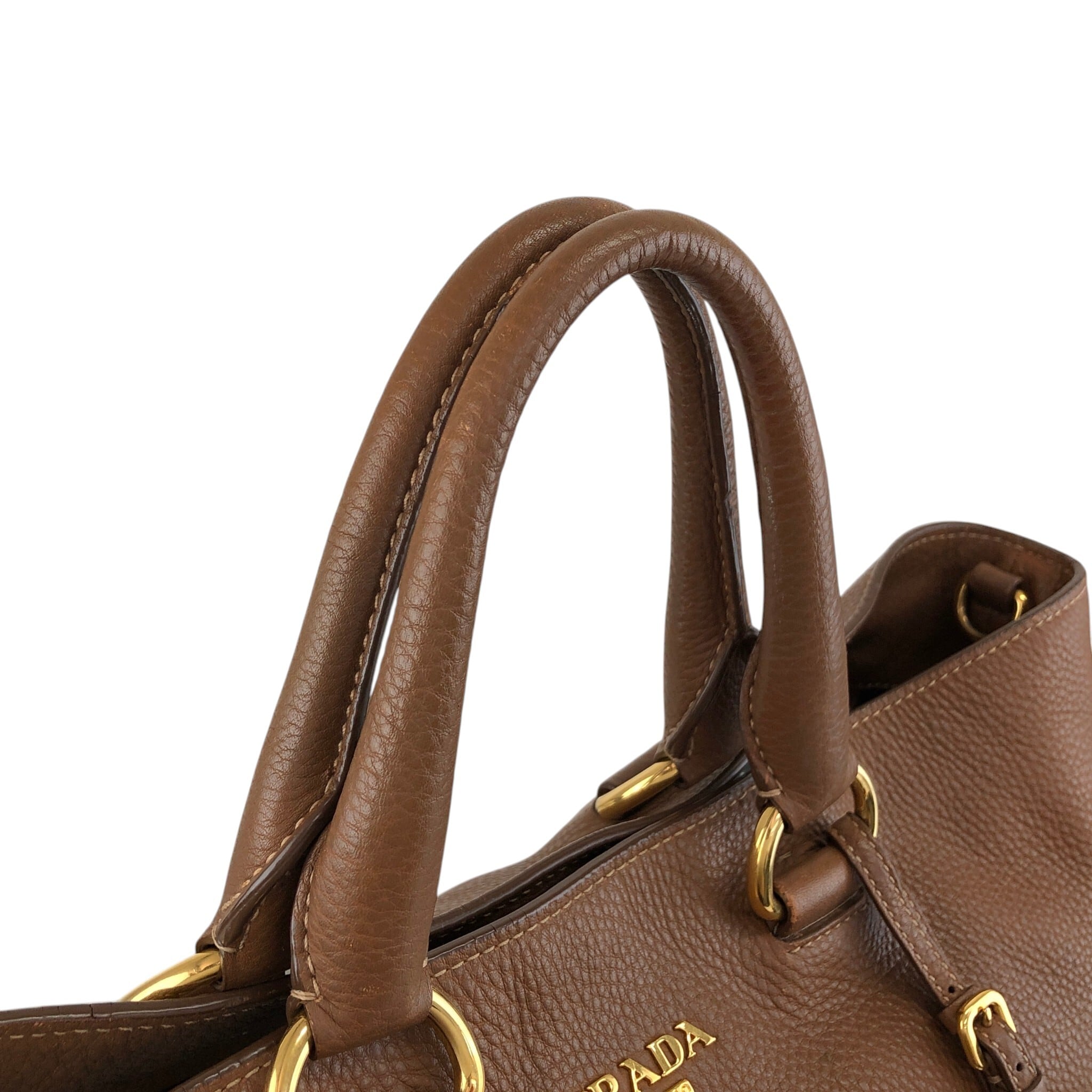 PRADA プラダ トートバッグ ブラウン ロゴ レザー 2way vintage