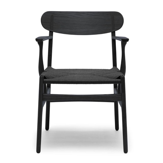 【CH26】オーク／ブラック塗装／CARL HANSEN & SON／ダイニングチェア／座面ブラックペーパーコード／北欧家具