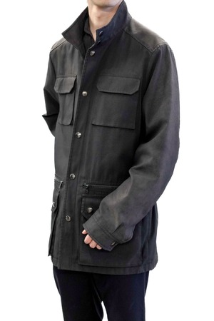 11SS "PRADA UOMO" Polyester Cotton Multi Pockets Stand Collar Jacket (Design by Miuccia Prada)