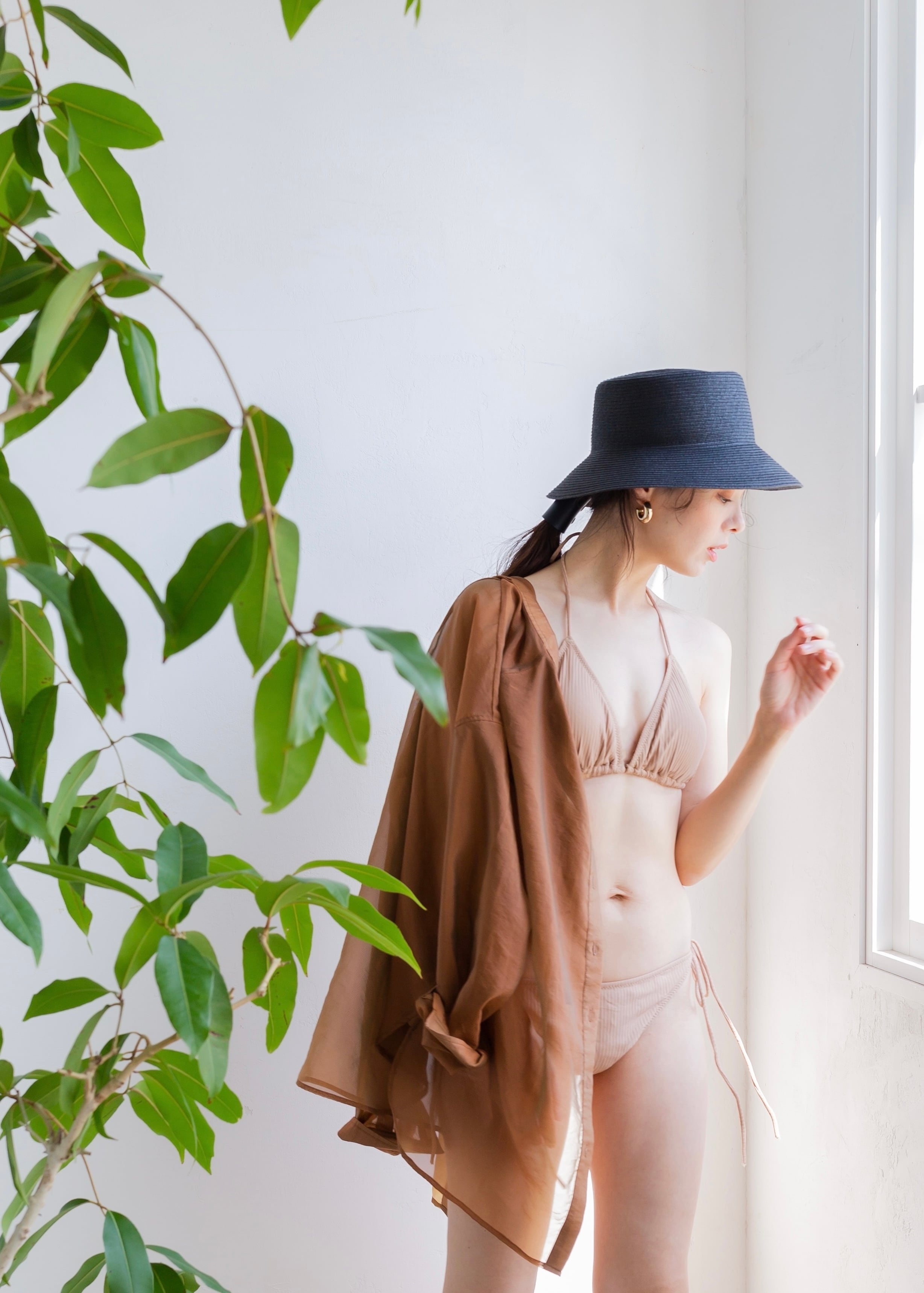 Rib triangle bikini (beige) | AnZie